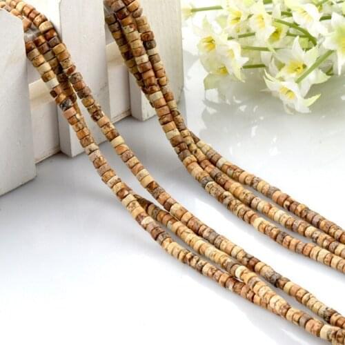 Natural Brown Picture Jasper Stone Rondelle 2x4mm Loose Semi Gemstone Beads for Jewelry Making 38cm