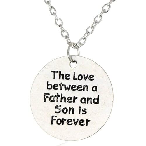 Love Father Son Silver Plated Pendent Necklace Family Men Party Father Daddy Dad Necklace For Kids Statement Jewelry For Dad