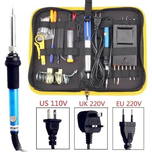 60W 110V/220V Adjustable Electric Temperature Welding Soldering Iron Tool Kit EU/UK/US Plug