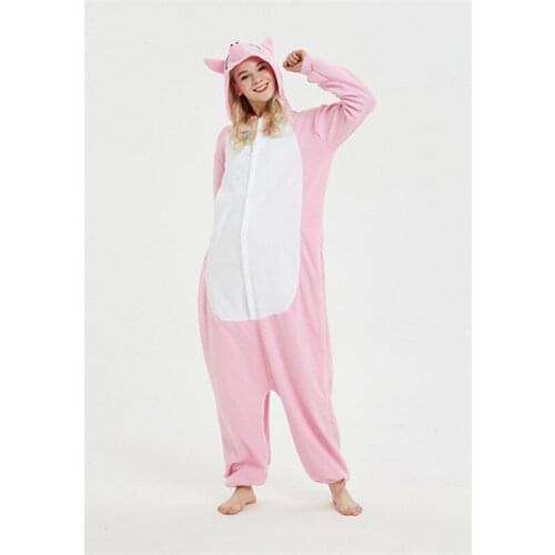 Anime Pink Pig Animal Onesies Women Men Sleepwear Set Unisex Adults Female Pajamas Cute Anime Cosplay Costumes Onepiece Jumpsuit