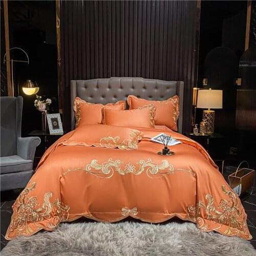 Luxury 100S Egyptian Cotton Gold Embroidery Bedding Set Duvet Cover Set Quilt Cover Bed Comforter Set Fitted Sheet Pillowcases
