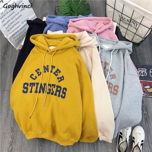 Hoodies Women Thicker Warm Letter All-match Harajuku Hooded Trendy Stduents Streetwear Autumn Leisure Womens Sweatshirts Chic