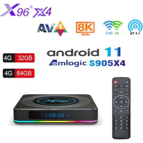 10PCS X96 X4 Amlogic S905X4 RGB Light TV Box Android 11 4G 32G/64G Support AV1 8K video Dual Wifi BT4.1 Media Player