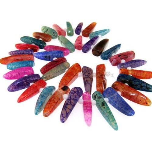 Unique Pearls jewellery Store,Charming Free Branch Multicolor Candy Agate 7x30mm Gemstone Loose Beads LC3-0173