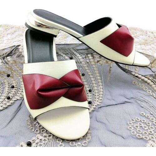 High Quality Italian Shoes For Wedding Dress Summer Middle Heels 3.5CM Shoes For Party Leisure Slipper Shoes 6Colors