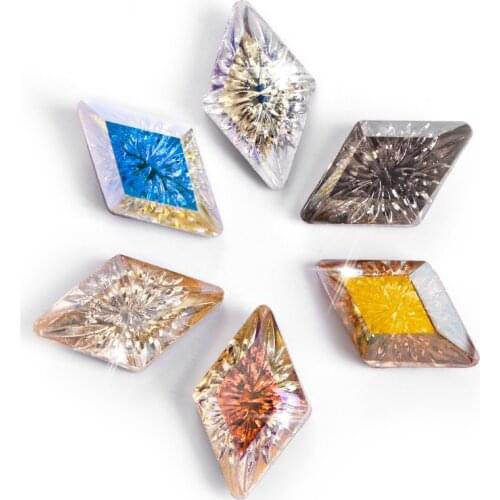 XiChuan K9 Arc Carved Rhombus Nail Art Rhinestone Craft Glass Crystal Beads Nail Accessories For DIY Nail Art Glue On Rhinestone