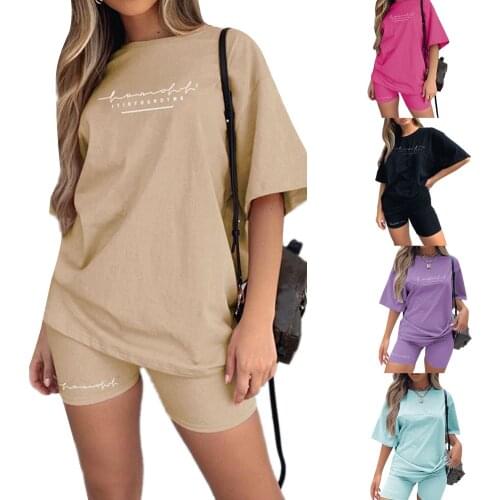 Sets Women Outfits Summer Printed Loose Casual T-shirt Casual Sports Shorts Casual Joggers Biker Shorts Sexy Outfit for Woman