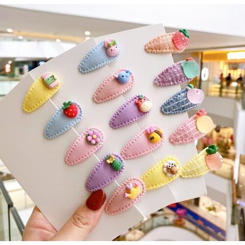 2/5/10/15 Pcs/Set Baby Girls Cute Cartoon Fruit Flower Ornament Hair Clips Children Lovely Sweet Hairpins Kids Hair Accessories
