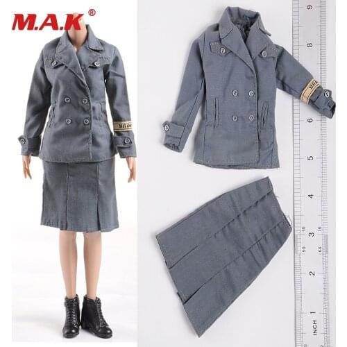 1/6 Scale Woman Clothes DML WWII Female Soldiers Blue Uniform Short Skirt Clothing Set for 12" Action Figure Body