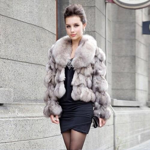 FURSARCAR Real Fox Fur Coat For Women Autumn&Winter Warm Outerwear 2020 New Fashion Office Lady Fox Fur Collar Whole Skin