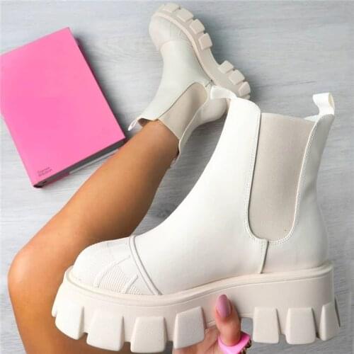 Women Winter Boots Black Platform Shoes Female Women Boots Leather Ankle Boot Motorcycle Thick Heel Lace Up Zip Boot Punk Gothic