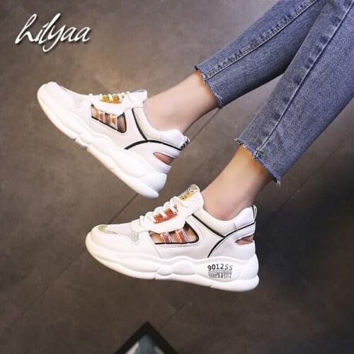 Women Platform Sneakers Bling PU Mesh Breathable Chunky Shoes Trainers Outdoor Fashion Zapatos Mujer Casual Sneakers For Girls