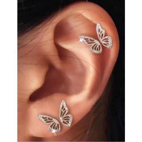 Fashion Butterfly Stud Earrings for Women 2021 Trend Bohemian Small Piercing Girls Female Jewerly AM6000