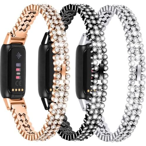 Essidi Women Bling Stainless Steel Band For Fitbit Luxe Fashion Watch Bracelet Strap Loop For Fitbit Luxe Wrist Band