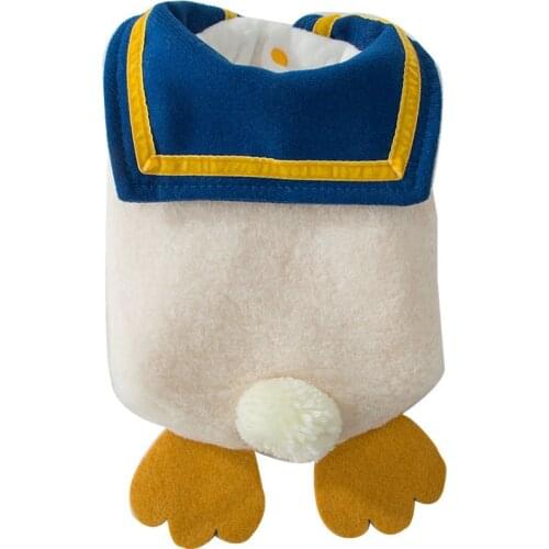 Winter Pet Dog Clothes Donald Duck Dog Plush Clothes Small Pet Coat Cartoon Hoodie Cute Autumn Winter Warm Print White Teddy