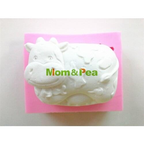 Mom&Pea 0468 Free Shipping Dairy Cattle Shaped Silicone Mold Cake Decoration Fondant Cake 3D Mold Soap Mold