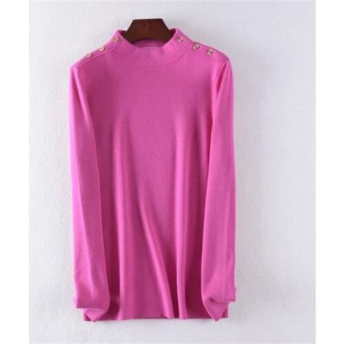 100%wool knit women fashion turtleneck thick pullover sweater solid color M-L retail wholesale