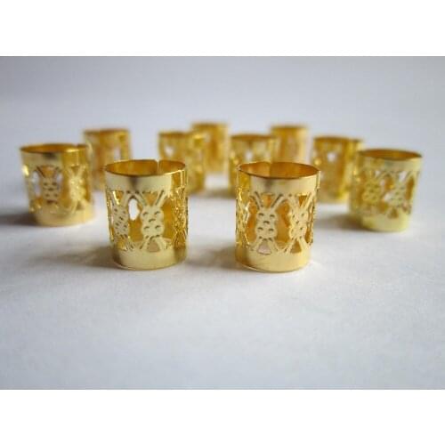 100Pcs/Lot Golden Plated dread Dreadlock Bead adjustable cuff clip approx 8mm hole clip