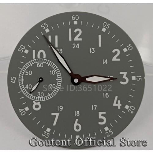 38.9mm sterile Grey Watch Dial + Watch hands Fit eta 6497 Sea gull st36 movement Watch Parts