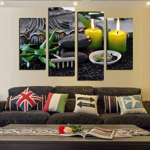 4 pieces candle canvas wall art work painting Mordern home room decor picture poster large Printed painting unframed