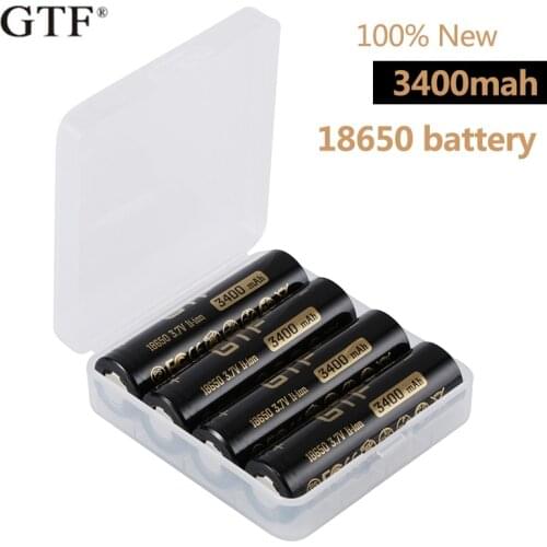 GTF Original 18650 Battery 3.7V 3400mah Rechargeable Li-ion Battery for Led Flashlight Torch Headlamp Mini Fan 18650 Battery