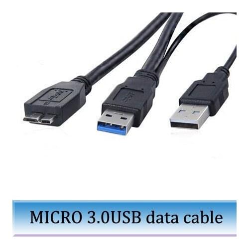 USB 3.0 A to Male Micro-B Y Power Y Cable Black 60cm 2.5ft Hard Drive Power
