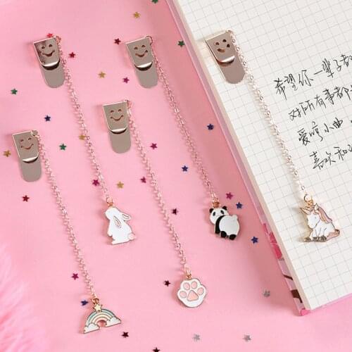 Kawaii Cartoon Animal Metal Bookmark Multifunction Pendant Books Marker Page Stationery for Kids Gift School Office Art Supplies