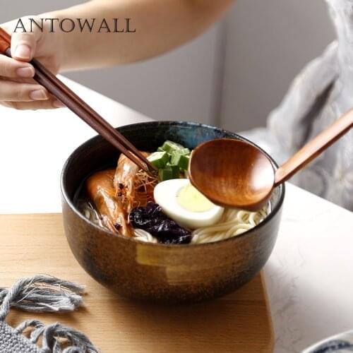 ANTOWALL Retro Chinese Cuisine Ceramic Tableware Ramen Bowl Large Soup Bowl Household Restaurant Noodle Bowl