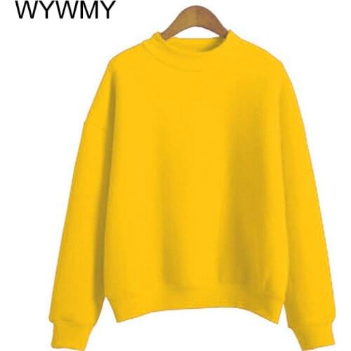 WYWMY Korean Solid Color Womens Sweatshirt Autumn Thick Warm Long Sleeve Hoodies Thicken Pullover Baseball Jacket Student Coats