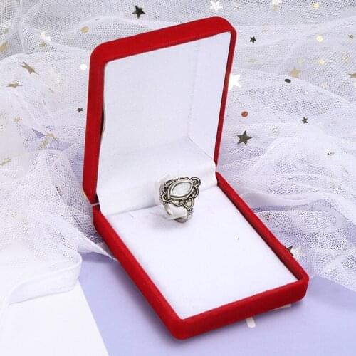 Red Jewelry Box Ring Earring Jewelry Holder Showcase Red Velvet Ring Box For Wedding Bridal Jewelry Packaging Wholesale