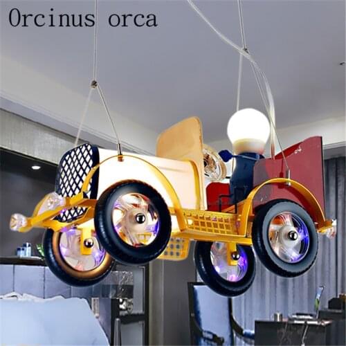 Creative cartoon LED car chandelier childrens room boys bedroom warm countryside retro vintage car chandelier free shipping