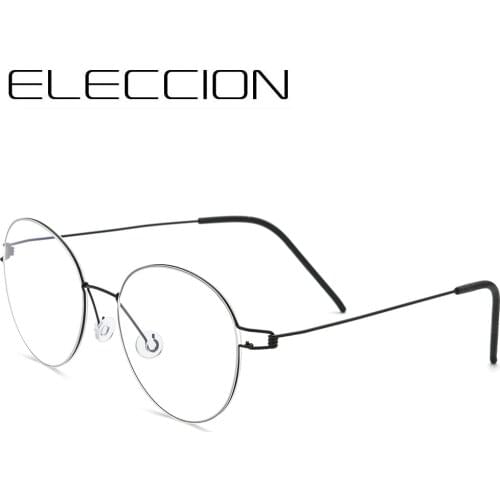 ELECCION Ultralight Screwless Eyewear Prescription Eyeglasses Frame Men Round Myopia Optical Denmark Korean Glasses Frame Women