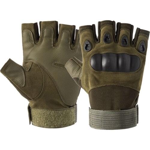 Mens Tactical Half Finger Gloves Motorcycle Outdoor Riding Fighting Fitness Protective Gloves Plastic Breathable Work Gloves