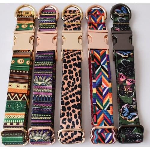 Printing Webbing Dog Collar Leash Set Personalized Luxury Designer Engraved Pet Name Retailing Pet Supplies Dog Accessories