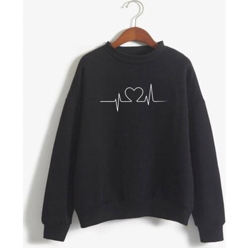 New Women/men hoodies Casual Harajuku LOVE HEARTBEAT Printed Tops winter Female long Sleeve hoodies For Women ClothingNew Women