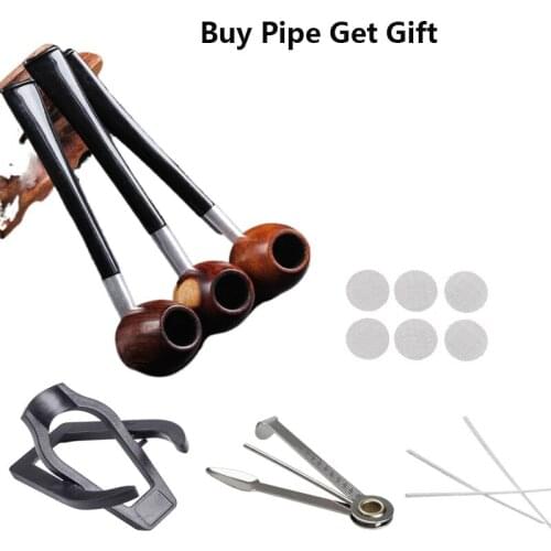 Portable Pipe Handmade Tobacco Pipe Smoke Pipe Filter Gift for Smoke Accessories W/ Gift Gadgets Holder Tamper Cleaner