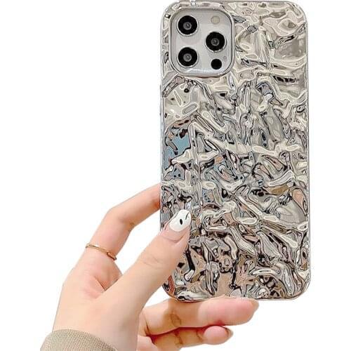 Luxury Silver Soft TPU 3D Case for iPhone 12 Pro Max 11 X XS Twinkled Tin Foil Back Cover Shell Phone Accessories