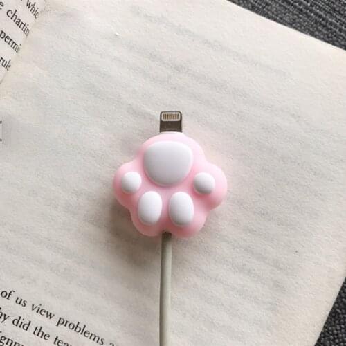 Cartoon Cat Paws Cable Winder Protector for Phone Cable Kawaii Desktop Wire USB Cable Charger Earphone Protector