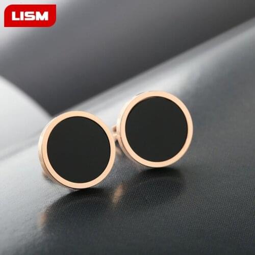 Black Titanium Steel Rose Gold Color Earring Simple Fashion Jewelry Men Women Stud Earring Jewelry
