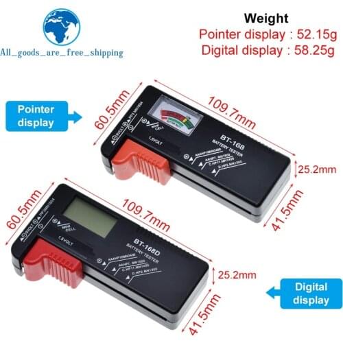 BT168 Portable Universal Digital / Pointer Battery Tester Volt Checker For AA AAA 9V Button Multiple Size Battery Tester Checker