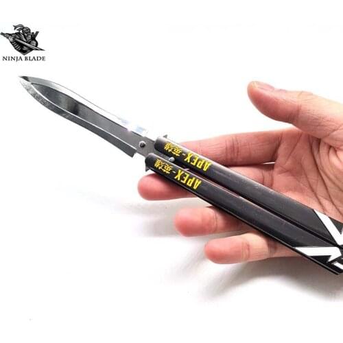 Apex Game Balisong Trainer Butterfly Knife Legend Blunt Blade Wraith Logo Sculpture Gamers Best Collection for Display Collect