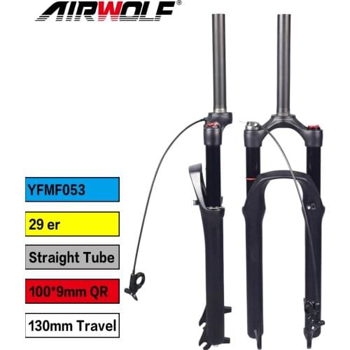 AIRWOLF Bike Fork Suspension 29 MTB Forks QR 100*9mm Stragiht Tube Travel 130mm Line Remote Lockout Manitou Bicycle Fork 29er
