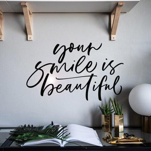 Your Smile Is Beautiful Words Lettering vinyl wall stickers decal home decor bedroom art mural gift