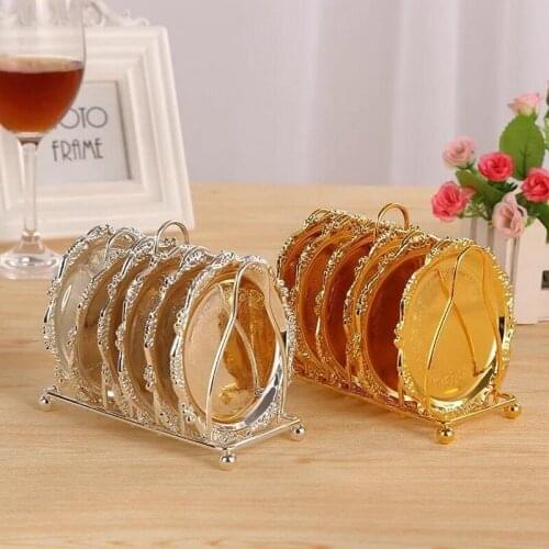 Gold/Silver zinc alloy european style vintage coaster silver plate copper coaster metal cocktail bar coaster