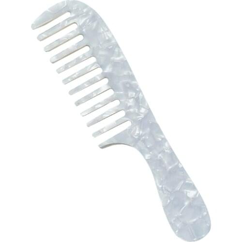 Y1UF Vintage Marble Stone Hair Comb Acetate Anti-Static Massage Long Handle Hairbrush