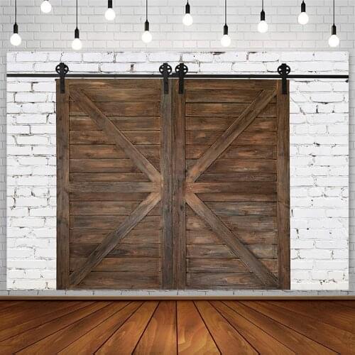 Avezano Vintage Wooden Door Backdrop Baby Portrait Birthday Photography Background Studio White Brick Wall Photozone Photophones