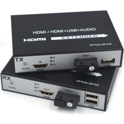 High Quality HDMI extenders - 1080P HDMI over Fiber optic single Fiber up to 20Km(12.4 miles), with KVM USB