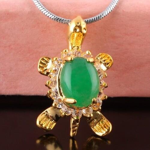 Green Jade Gold Color Rhinestone Elephant Tortoise Shaped Pendant Animal Charms For Jewelry Making DIY Necklace Accessories