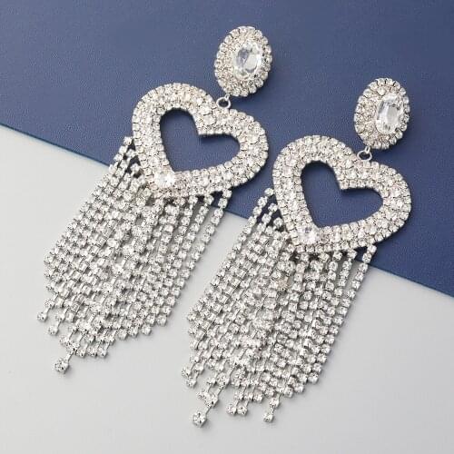 Flashing Claw Chain Series Love Heart-shaped Alloy Long Tassel European and American Fashion Earrings For Women