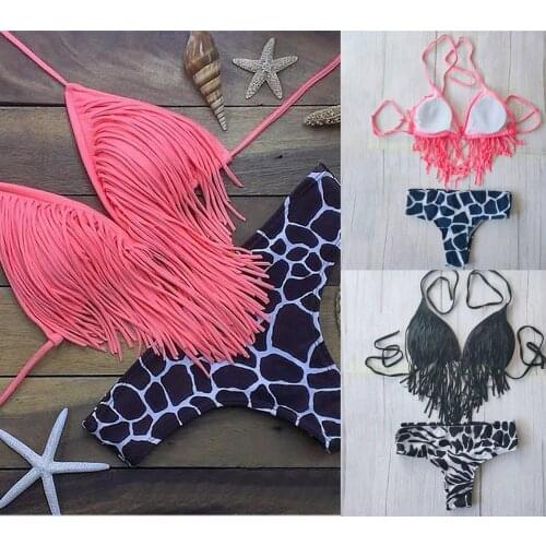 Sagace summer womens sexy tassel SWIMSUIT SET backless Bikini Swimsuit slim Resort Spa swimsuit купальник женский 2021